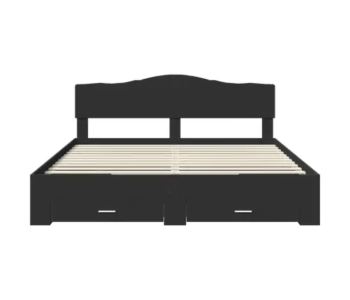 Voodi Raam Peaga Sahtliga Must 200 X 200 Cm Tehispuit