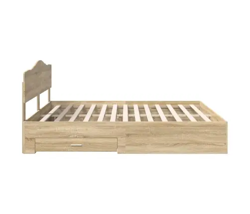 Gultas Rāmis Sonoma Ozols 200 X 200 Cm Inženierijas Koks Vidaxl