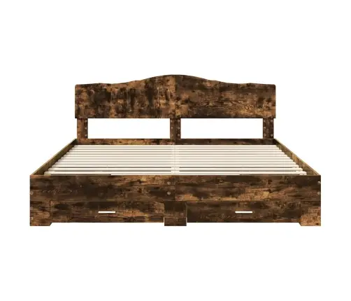 Gultas Rāmis Dūmaka Ozols 200 X 200 Cm Inženierijas Koks Vidaxl