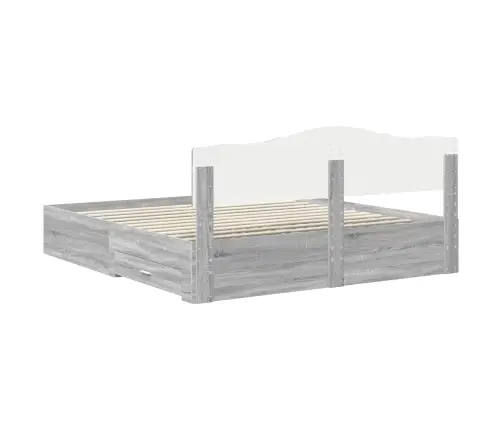 Gultas Rāmis Pelēks Sonoma 200 X 200 Cm Inženierijas Koks Vidaxl