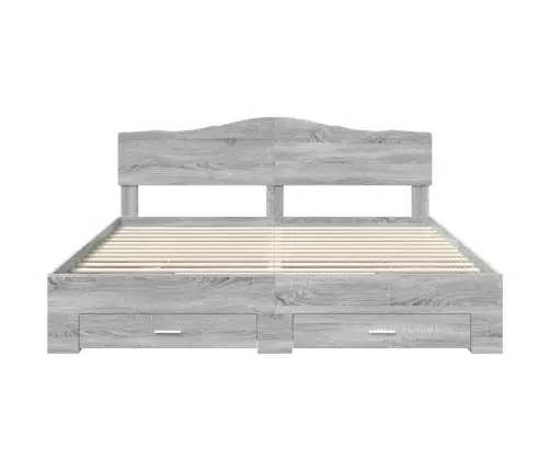 Gultas Rāmis Pelēks Sonoma 200 X 200 Cm Inženierijas Koks Vidaxl