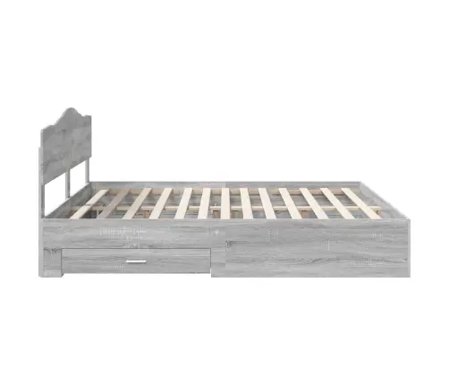 Gultas Rāmis Pelēks Sonoma 200 X 200 Cm Inženierijas Koks Vidaxl