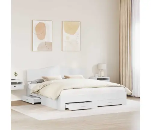 Lovos Rėmas Su Galvūgalio Balta 180 X 200 Cm Apdirbta Mediena