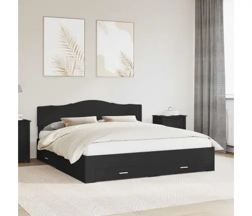 Gultas Rāmis Ar Atvilktni Melna 180 X 200 Cm Inženierijas Koks Vidaxl
