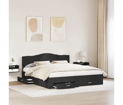 Gultas Rāmis Ar Atvilktni Melna 180 X 200 Cm Inženierijas Koks Vidaxl