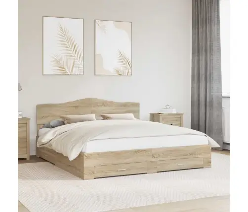 Gultas Rāmis Sonoma Ozols 180 X 200 Cm Inženierijas Koks Vidaxl