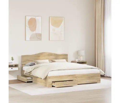 Gultas Rāmis Sonoma Ozols 180 X 200 Cm Inženierijas Koks Vidaxl