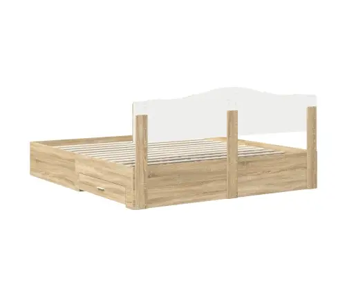 Gultas Rāmis Sonoma Ozols 180 X 200 Cm Inženierijas Koks Vidaxl
