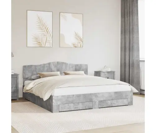 Gultas Rāmis Betona Pelēks 180 X 200 Cm Inženierijas Koks Vidaxl