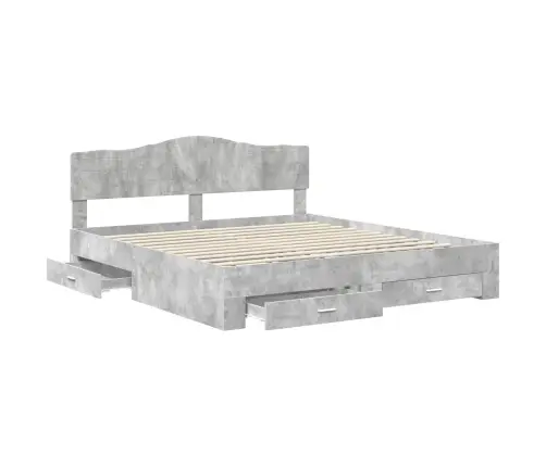 Gultas Rāmis Betona Pelēks 180 X 200 Cm Inženierijas Koks Vidaxl
