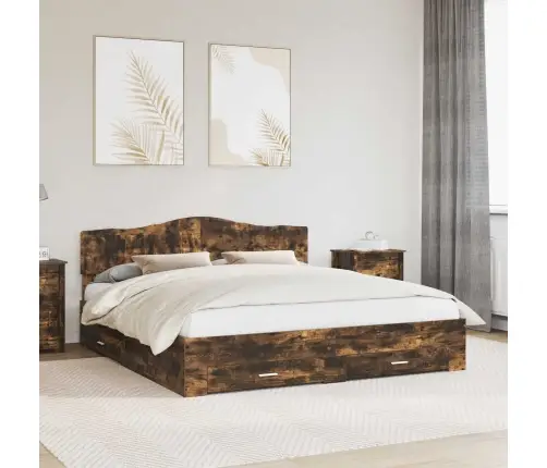 Gultas Rāmis Dūmaka Ozols 180 X 200 Cm Inženierijas Koks Vidaxl