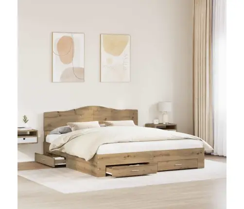 Gultas Rāmis Artisānā Ozols 180 X 200 Cm Inženierijas Koks Vidaxl