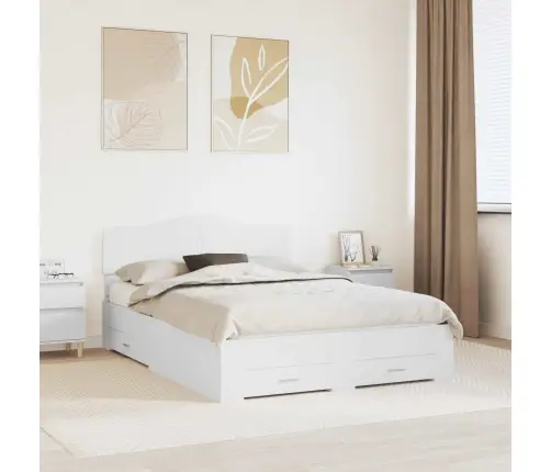 Gultas Rāmis Ar Atvilktni Balts 160 X 200 Cm Inženierijas Koks Vidaxl