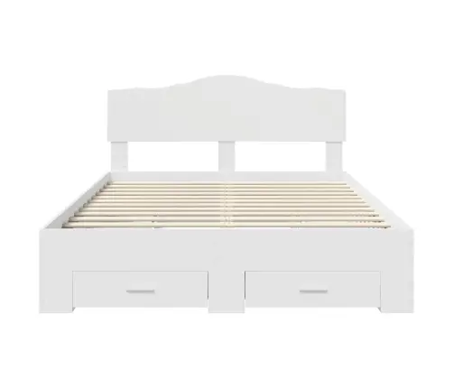 Gultas Rāmis Ar Atvilktni Balts 160 X 200 Cm Inženierijas Koks Vidaxl