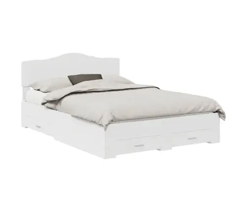 Gultas Rāmis Ar Atvilktni Balts 160 X 200 Cm Inženierijas Koks Vidaxl