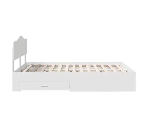 Gultas Rāmis Ar Atvilktni Balts 160 X 200 Cm Inženierijas Koks Vidaxl