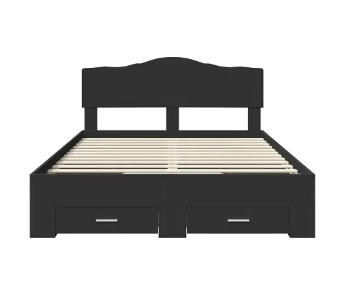 Gultas Rāmis Ar Atvilktni Melna 160 X 200 Cm Inženierijas Koks Vidaxl