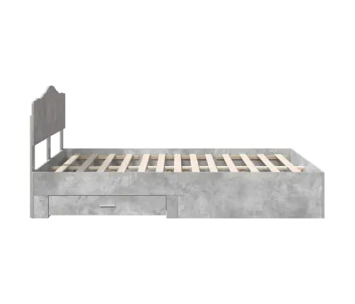 Gultas Rāmis Betona Pelēks 150 X 200 Cm Inženierijas Koks Vidaxl