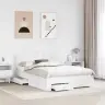 Gultas Rāmis Ar Atvilktni Balts 140 X 200 Cm Inženierijas Koks Vidaxl