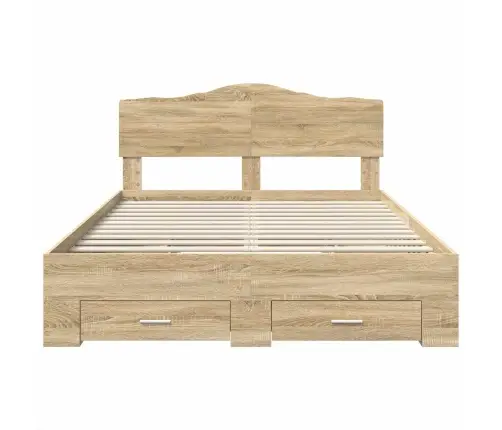 Gultas Rāmis Sonoma Ozols 140 X 200 Cm Inženierijas Koks Vidaxl