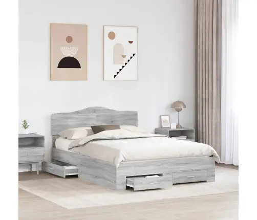 Voodi Raam Peaga Sahtliga Hall Sonoma 140 X 200 Cm Tehispuit