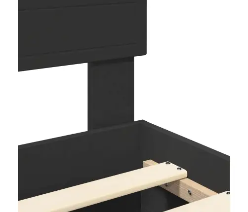 Voodi Raam Peaga Sahtliga Must 140 X 190 Cm Tehispuit