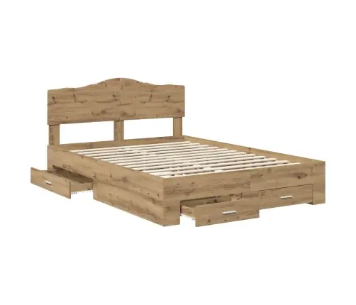 Gultas Rāmis Artisānā Ozols 140 X 190 Cm Inženierijas Koks Vidaxl