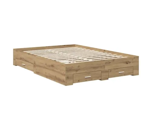 Gultas Rāmis Artisānā Ozols 140 X 190 Cm Inženierijas Koks Vidaxl