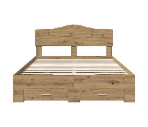 Gultas Rāmis Artisānā Ozols 140 X 190 Cm Inženierijas Koks Vidaxl