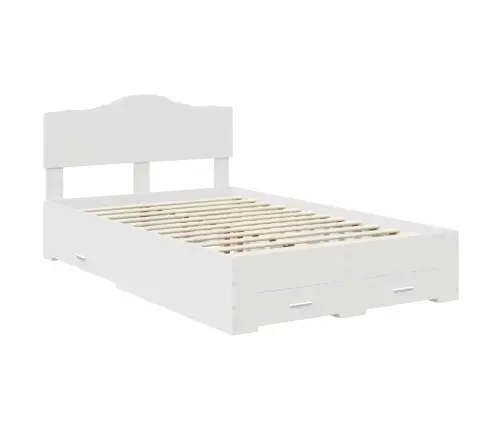 Gultas Rāmis Ar Atvilktni Balts 135 X 190 Cm Inženierijas Koks Vidaxl