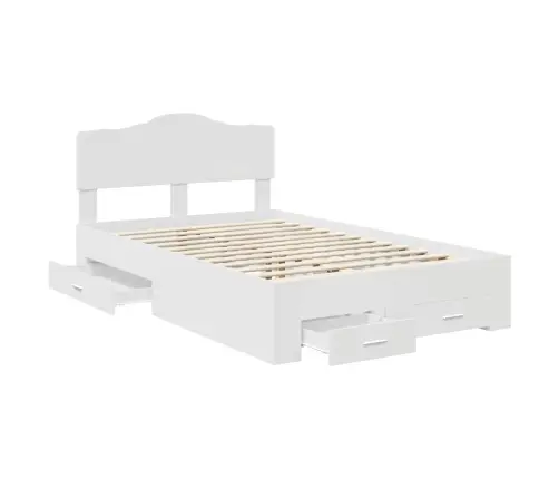 Gultas Rāmis Ar Atvilktni Balts 135 X 190 Cm Inženierijas Koks Vidaxl