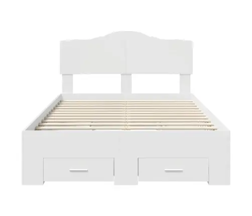 Gultas Rāmis Ar Atvilktni Balts 135 X 190 Cm Inženierijas Koks Vidaxl