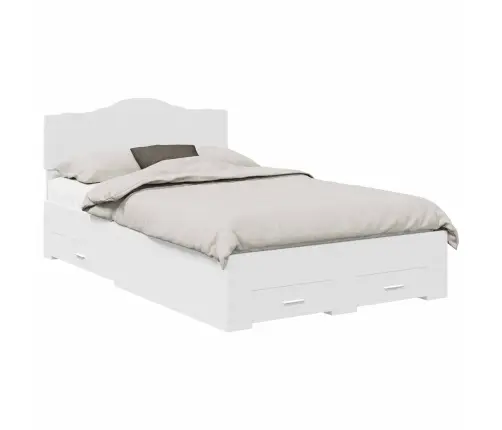 Gultas Rāmis Ar Atvilktni Balts 135 X 190 Cm Inženierijas Koks Vidaxl
