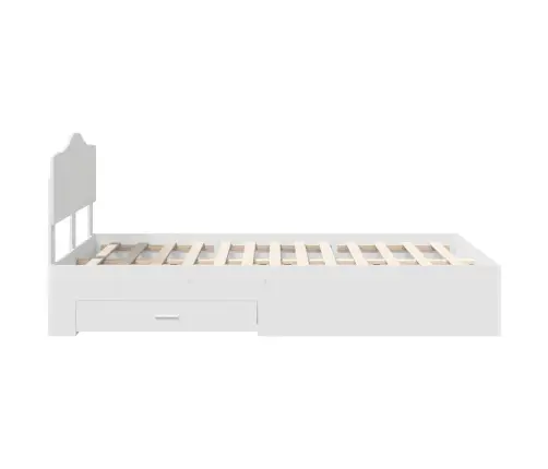Gultas Rāmis Ar Atvilktni Balts 135 X 190 Cm Inženierijas Koks Vidaxl