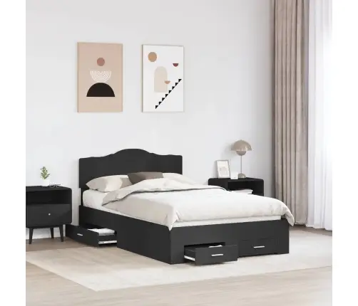 Gultas Rāmis Ar Atvilktni Melna 135 X 190 Cm Inženierijas Koks Vidaxl