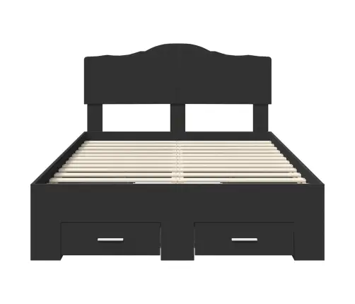 Gultas Rāmis Ar Atvilktni Melna 135 X 190 Cm Inženierijas Koks Vidaxl