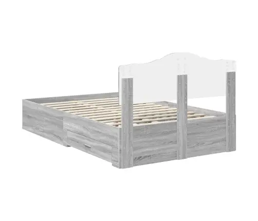Gultas Rāmis Pelēks Sonoma 135 X 190 Cm Inženierijas Koks Vidaxl