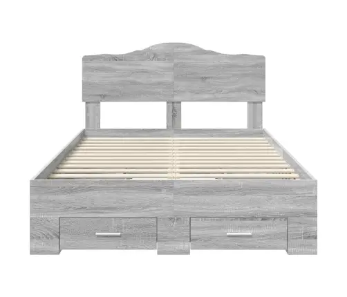 Gultas Rāmis Pelēks Sonoma 135 X 190 Cm Inženierijas Koks Vidaxl