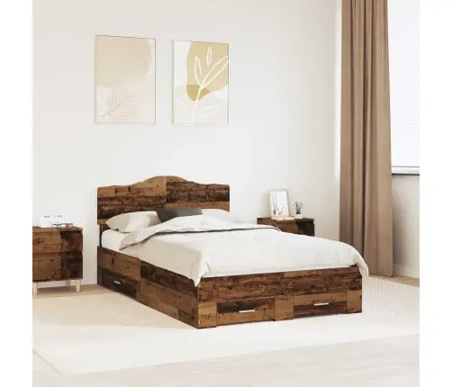 Gultas Rāmis Vecs Koks 135 X 190 Cm Inženierijas Koks Vidaxl