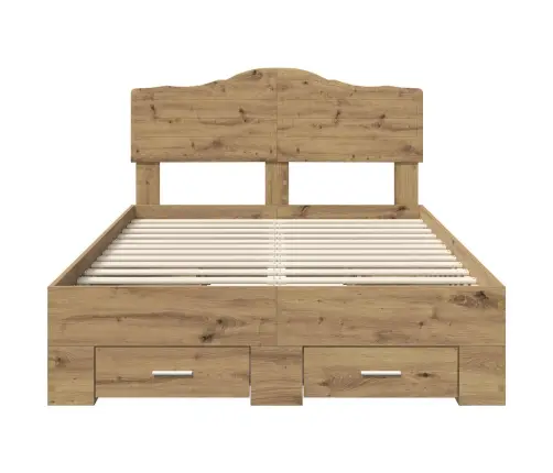 Gultas Rāmis Artisānā Ozols 135 X 190 Cm Inženierijas Koks Vidaxl