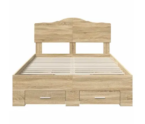 Voodi Raam Peaga Sahtliga Sonoma Tamm 120 X 190 Cm Tehispuit