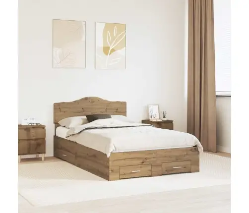 Gultas Rāmis Artisānā Ozols 120 X 190 Cm Inženierijas Koks Vidaxl