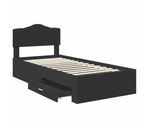 Gultas Rāmis Ar Atvilktni Melna 100 X 200 Cm Inženierijas Koks Vidaxl