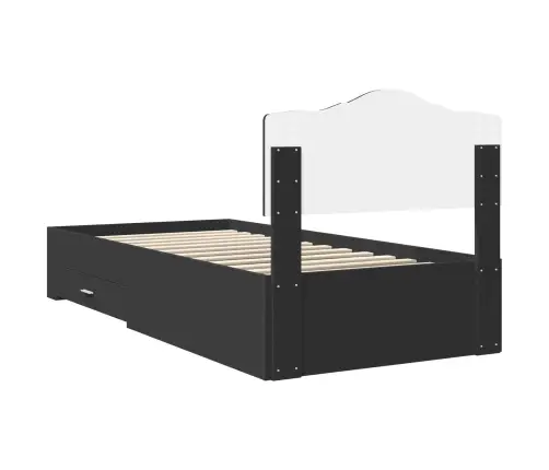 Gultas Rāmis Ar Atvilktni Melna 100 X 200 Cm Inženierijas Koks Vidaxl