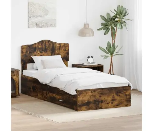 Gultas Rāmis Dūmaka Ozols 100 X 200 Cm Inženierijas Koks Vidaxl