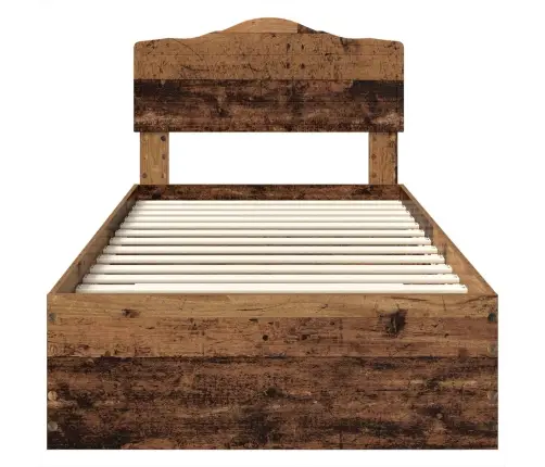 Voodi Raam Peaga Sahtliga Vana Puit 100 X 200 Cm Tehispuit