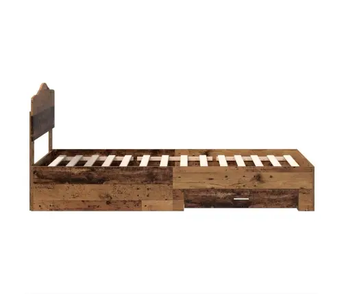 Voodi Raam Peaga Sahtliga Vana Puit 100 X 200 Cm Tehispuit