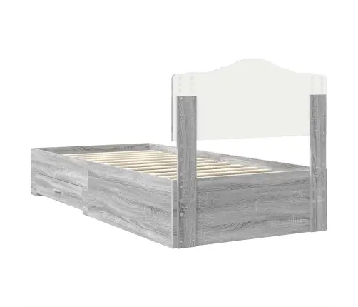 Gultas Rāmis Pelēks Sonoma 90 X 200 Cm Inženierijas Koks Vidaxl