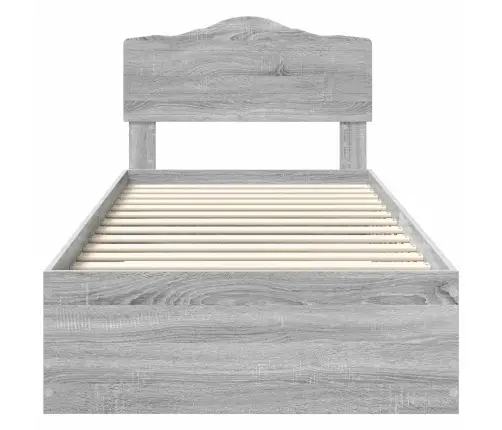 Gultas Rāmis Pelēks Sonoma 90 X 200 Cm Inženierijas Koks Vidaxl