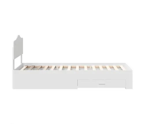 Voodi Raam Peaga Sahtliga Valge 90 X 190 Cm Tehispuit